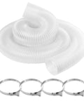 Heavy Duty 2.5 X 10 Ft Dust Collection Hose White Pvc Flexible Tube shown coiled with quick grip clamps for woodworking use.