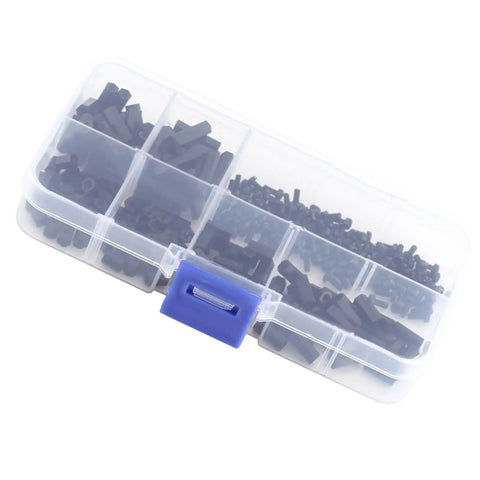 Rock Solid Nylon Standoff Spacer Kit For Circuit Boards With 250 Pieces Includes Male And Female Hex Pillars Anti Signal Interference Easy Mounting Great For Chip Thermal Channels M2 Dual Pass D Model clear storage box with black nylon PCB spacers