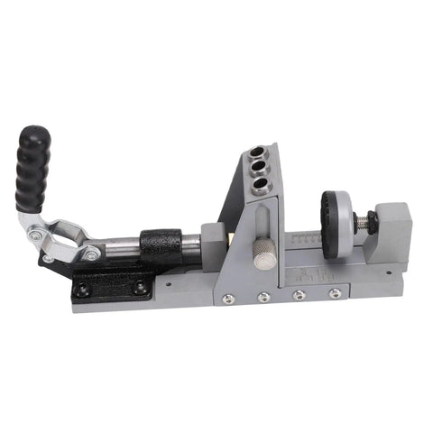 Heavy Duty Aluminum Pocket Hole Jig Kit Featuring Single Side Design And 3 8 Inch TiCoated Drill Bits To Knock Out Sharp Cabinet Joints With Zero Board Flipping Headaches - Side view showing handle and guide adjustments.