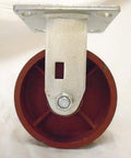 Tough As Nails Five Inch Ductile Steel Caster Set with bulletproof rigid wheel viewed from the front, showcasing kingpinless design.