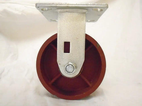 Tough As Nails Five Inch Ductile Steel Caster Set with bulletproof rigid wheel viewed from the front, showcasing kingpinless design.