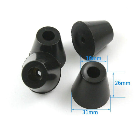 Sturdy 16 Piece Rubber Chair Leg Protectors Glide Pads, 31x18x26mm, heavy duty black rubber for office and dining chairs.