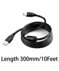 Heavy Duty 10 Ft Usb A To Type B Printer Cable Bringing Dead Simple Hookups With No Nonsense Reliability And Smooth 480Mbps Data Transfer For Every Printing Station On The Block Black Cord coiled on a surface.
