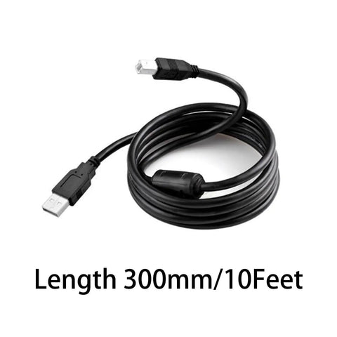Heavy Duty 10 Ft Usb A To Type B Printer Cable Bringing Dead Simple Hookups With No Nonsense Reliability And Smooth 480Mbps Data Transfer For Every Printing Station On The Block Black Cord coiled on a surface.