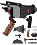 Cinematographer Rig for Smartphones With Smart Z Finder Director Grip Rail Accessory Hub Brow and Shoulder Stock components displayed