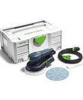 Topshelf Random Orbit Sander With Stepless Speed Control Delivering Smooth As Glass Finishes On Wood Or Metal Projects Featuring Killer Dust Management and accessories in a compact tool case.