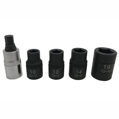 Professional 5 Point Socket Set, 5-Piece Pentagon Sockets For Brakes, Nissan Fuel Pumps, And Honda Rear Trailing Arms, Heavy-Duty Auto Tools
