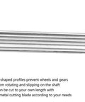 6 Pieces 100mm Stainless Steel D Hole Shaft Axles For Wheels Gears And Drive Systems in a set of six shown horizontally