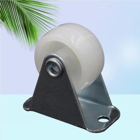 White Furniture Caster Wheels 12 Pcs PP 1 Inch for Office and Home, close-up of a single wheel with metal bracket.