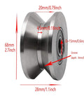 Heavy Duty 2.7 Inch 304 Stainless Steel Sliding Gate Roller Wheel Bearing With V Groove Guide Pulley side view showing dimensions.