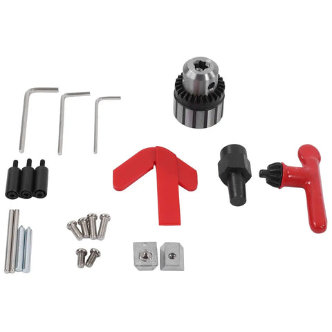 Baxnore Mini Lathe Kit, High Speed 12000RPM Metal Rotating Lathe With Drill Chuck, CNC Lathe Machine Parts accessories including chucks and tools.