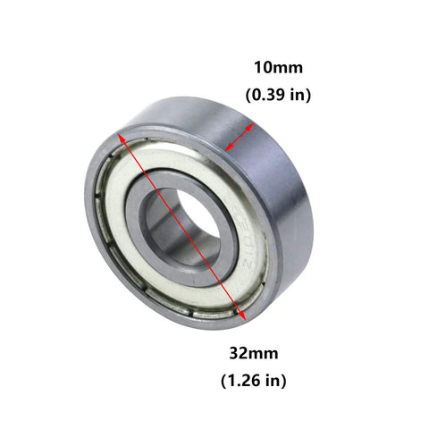 Two Pack 12mm Bore 32mm Outer Diameter 10mm Width Double Shielded Deep Groove Ball Bearings 6201ZZ High Speed Radial Ball Bearings