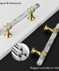 White Marble And Gold Drawer Pulls Set, 10 Pack, 3 Inch Center Hole T Bar Zinc Alloy Cabinet Handles For Kitchen And Dresser