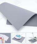 Beefy Silicone Heat Press Mat 16x20 Inch Heavy Duty Double Sided Pad For HTV Heat Transfer Vinyl, showing folded design and use cases.