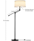 Mid Century Modern Dope Height Adjustable LED Floor Lamp with beige shade and adjustable pole, 45-61 inches tall