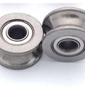 Rock Solid Deep Groove Ball Bearing U624UU 4X13X7 mm Carbon Steel Linear Guide Rail U Groove and V Groove Embedded Pulley Wheel close-up view.