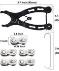Bike Chain Repair Tool Kit With Link Pliers And Five Pairs Quick Link Connectors For 10 Speed Chains dimensions and components