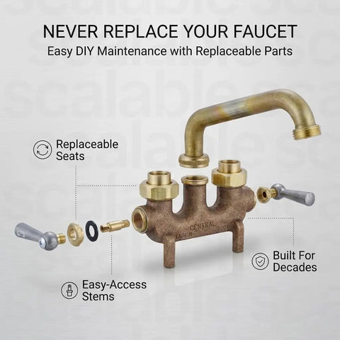 Two Handle Laundry Faucet Built To Last Tough As Nails Rough Brass Wall Mounted With 6 Inch Reach Tube And Swivel Spout Commercial Grade