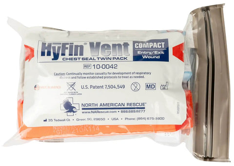 Mini T PAK Trail First Aid Kit For Backpacking And Camping with HyFin Vent chest seal high-quality medical packaging view.