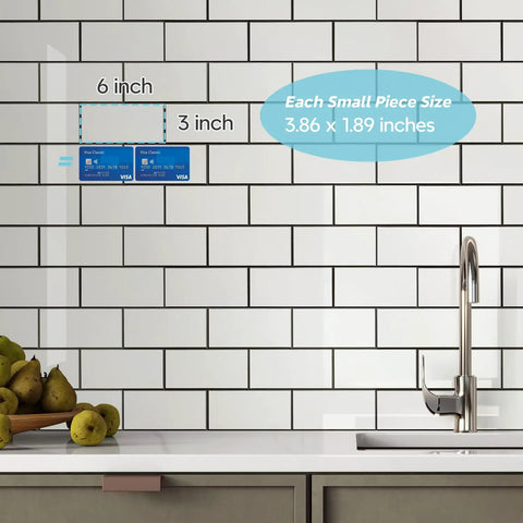 Subway Tile Peel And Stick Backsplash Kit With 10 Sheets In Polished White Ceramic Look Wall Tiles for Kitchen above counter