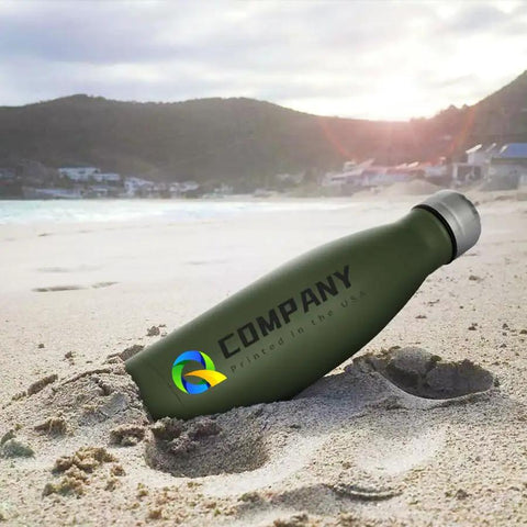 Snag Our Fly Custom 17 Oz Insulated Water Bottles With Double Wall Stainless Steel Build Plus Leak Proof Reusable Design Great For Sports Travel And Gym Workouts White Bulk 100 Pack Holds One Hundred Cups Ideal Kick Back Drinkware Vacuum Sealed at beach in green color