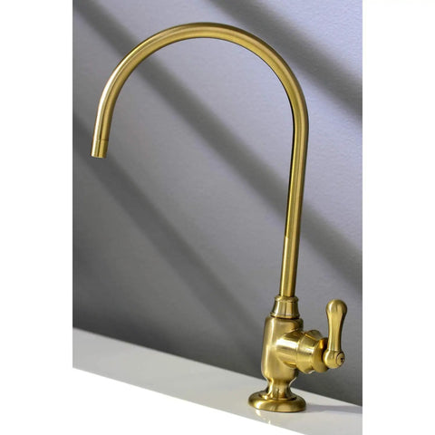Royale Single Handle Water Filtration Faucet in Brushed Brass Finish for crystal clear drinking water, Solid Brass Construction