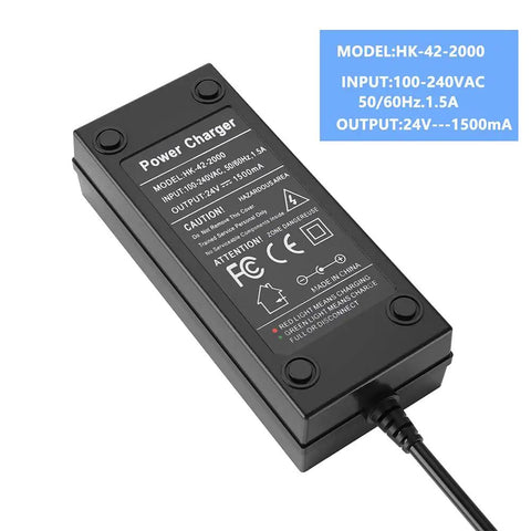 Universal 24V 1.5A Battery Charger with 3 Prong 12mm Connector for Razor E100 E200 E300 E500 Pocket Mod Dirt Bikes