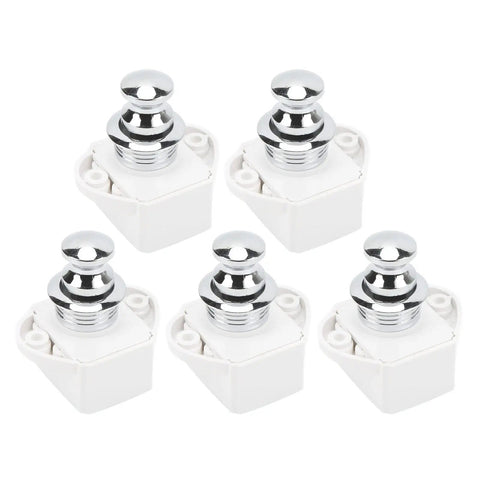 Push Button Latch Set for Cabinets and Drawers, Zinc Alloy Keyless Cupboard Locks Pack of 5, Fits 14 to 16mm Door Thickness