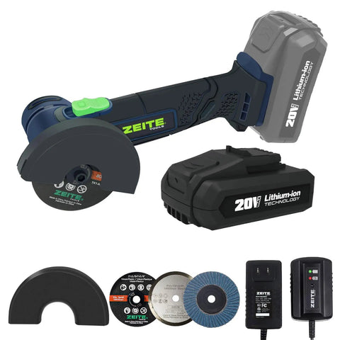Cordless Cut Off Tool 20V Max Mini Portable Metal Cutter With Three Inch Cutting Disc And Half Inch Cutting Depth Includes Three Cutting Discs And Flap Disc 2Ah Battery And Fast Charger High Speed 19500 RPM Go To DIY Metalwork