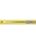 ABS Grip 30-Degree Multi-Blade Cartridge Knife with five blade cartridges, 9mm snap-off utility knife in bright yellow with built-in blade snapper