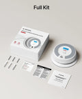 Smart Smoke Detector And Carbon Monoxide Alarm Combo XP0H-SN 1 Pack Battery Powered No-Fuss Plug-And-Play Setup Dual Sensor Protection Loud Alerts Easy Install For Home Safety, full kit with manual, screws, and alarm unit