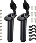 Two Pack Kayak Deck Flush Mount Rod Holders With Cap Covers For Boats And Canoes, PC ABC Construction, 19 Cm Length, 45 mm ID
