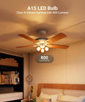 Ceiling fan with A15 LED Bulbs 10 Pack Replace 60W, Bright 800 Lumens, Dimmable Appliance And Ceiling Fan Bulbs, 3000K Soft White