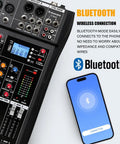 Bluetooth feature of Eight Channel Professional Audio Mixer With 48V Phantom Power And USB Audio Interface for live shows and more