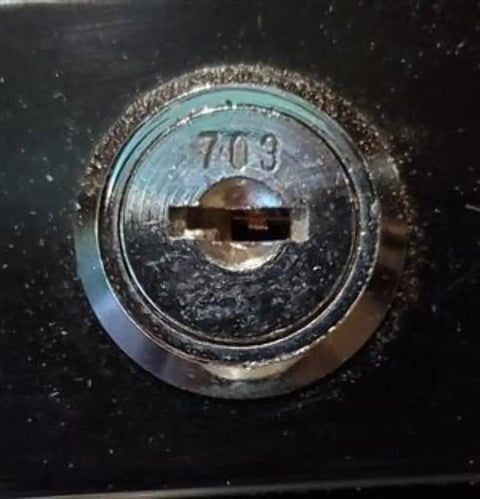 Toolbox Replacement Key for 717 Lock, Custom Cut Brass Key Compatible With CompX Chicago, Ideal for Your Toolbox, 717 Series Lock Access, Verify Code and Manufacturer. 703 lock cylinder close-up