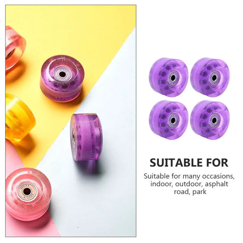 Four Pack Purple Roller Skates Wheels High Elastic PU 82A Non Illuminated Quad Skating Wheels Outdoor Replacement Parts