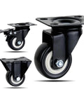 Beefy Heavy Duty Caster Wheels With Brakes 4 Pack Rubber Wheel Stem Casters 360 Degree Swivel for office furniture, smooth rolling