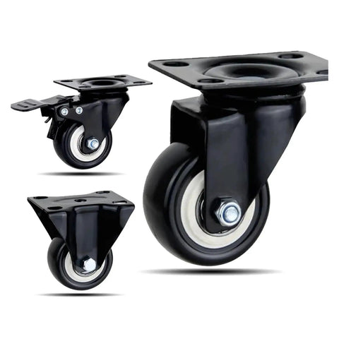 Beefy Heavy Duty Caster Wheels With Brakes 4 Pack Rubber Wheel Stem Casters 360 Degree Swivel for office furniture, smooth rolling