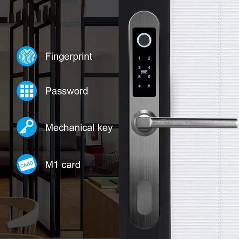Top Tier 304 Stainless Steel Biometric Smart Lock With Fingerprint Scanner And Keyless Touch Entry For Aluminum Glass Sliding Doors Heavy Duty No Sweat Setup Home Security