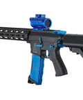 Gen 2 M4 SPR Carbine Blue Airsoft AEG Rifle With Top Tier Full Metal Gearbox shown at an angle