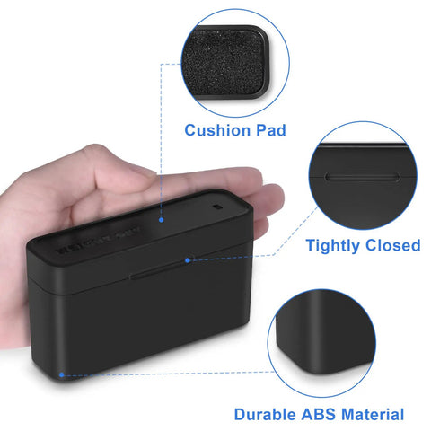 Person holding storage case for M1 Class 9 Piece Pro Grade Stainless Steel Calibration Weight Kit 210g Set With 1g 2g 5g 10g 20g 50g 100g, showcasing cushion pad and closure