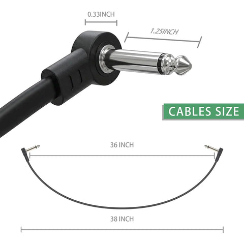 Three Foot Guitar Patch Cables With Quarter Inch TS Right Angle For Effects Pedals Space Saving Flat Patch Cables Diagram