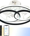 Flush Mount Ceiling Fan With Lights 19.69 Inch, 55W Low Profile LED Ceiling Fan with Remote, 6-Speed Wind, Black Finish