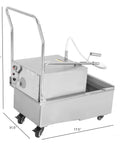 Built Tough Mobile Fryer Oil Filter 370W Commercial Oil Filtration Cart 14.5 Gallon Stainless Steel with wheels and fry oil filter.