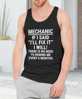 Premium Men's Heavy Weight Cotton Tank Top Featuring Savage Mechanic One Liners Quick Dry Fitted Sleeveless Muscle Tee for casual wear.
