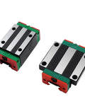 Premium Steel Linear Motion Guide Slider HGH30CA HGW30CC Track Kit components, red and green carblocks for DIY CNC projects.