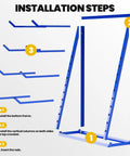 Installation steps for Four Tier Heavy Duty Lumber Storage Rack Made From Thick Alloy Steel for Sheds and Garages.
