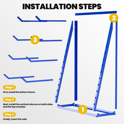 Installation steps for No Sweat Heavy Duty Four Tier Alloy Steel Cantilever Lumber Storage Rack With 4000 Lbs Capacity adjustable pipe rack.