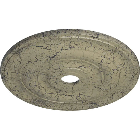 Epic Ceiling Medallion 26.5 Inch Outer Diameter, 3.63 Inch Inner Hole, 1.5 Inch Projection, Hand Painted Castle Stone Crackle Finish