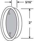 Diagram of Two Inch Satin Nickel Closet Door Finger Pulls Set of 2 with Stamped Steel Construction and Satin Nickel Plated Finish
